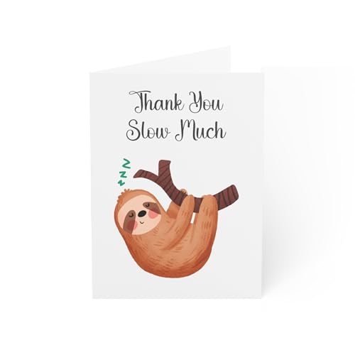 Charmante Faultier-Dankeskarte – "Thank You Slow Much", skurrile Wertschätzung, umweltfreundlich, 15,2 x 20,3 cm, Umschlag inklusive von Tamworth Cards