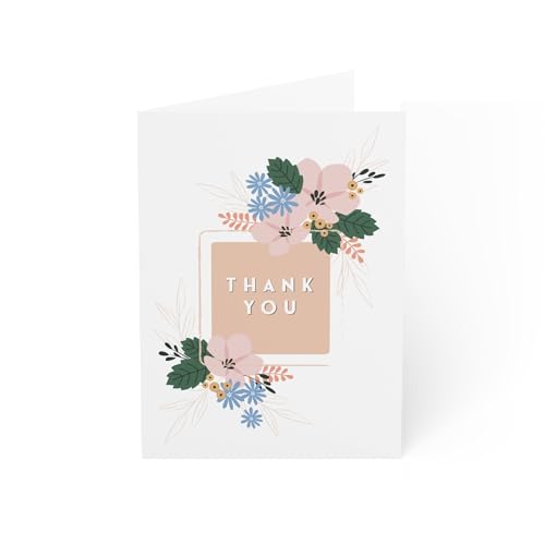 Floral Elegance Dankeskarte, Botanisches Design, umweltfreundlich, 15,2 x 20,3 cm, innen blanko, mit Umschlag von Tamworth Cards