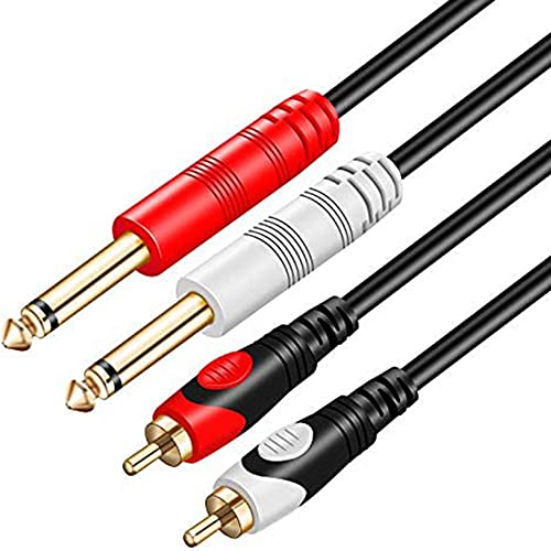 Tan QY RCA auf 1/4 Kabel, 4,5 m, Dual 1/4 Zoll 2 x 6,35 mm TS Mono-Stecker auf Dual-Cinch-Stecker, Audiokabel, für Phono, Mikrofon, Mischer, Verstärker, Cinch-Audiokabel, Verbindungskabel (5 m) von Tan QY