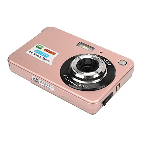 4K Digitalkamera für Fotografie und Video, Anti Shake Vlogging Kamera mit 8 Fachem Zoom, 48 MP 2,7 Zoll LCD Display, Wiederaufladbar mit Fülllicht (Rosa) von Tangxi