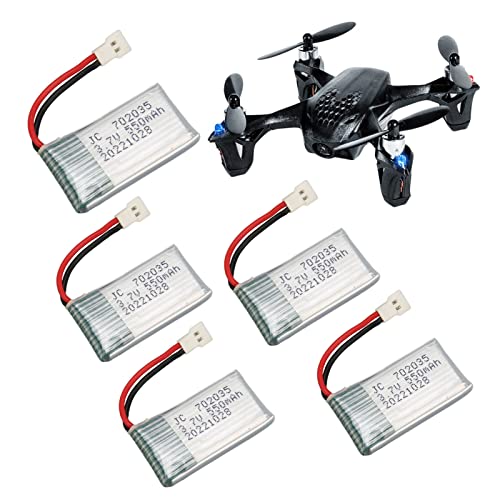 5 Stück 3,7 V 550 MAh Fernbedienung UAV Batteriezubehör, Kompakter Drohnen-Batterieersatz für Hubsan X4 H107 H107L H107D MJXRC F47 DFD F180 RC-Drohne von Tangxi