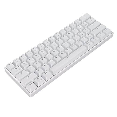 61 Tasten Mechanische Tastatur, RGB-Beleuchtung Ergonomische Gaming-Tastatur, Ergonomische 2.4G/BT 3.0-5.0 Kabelgebundene USB-C-Tastatur für Windows/für HarmonyOS/für Android (Blauer Schalter) von Tangxi