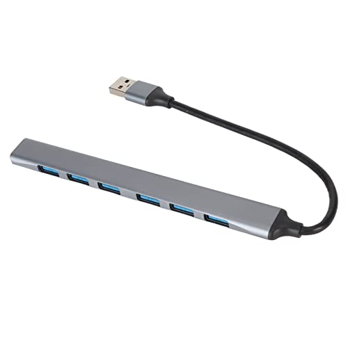 7-in-1-USB-Hub-Multiport-Adapter, USB 3.0 6 * USB 2.0-Dockingstation für Laptop, Tragbarer Aluminium-USB-Adapter-Expander für USB-Flash-Laufwerk, Maus, Tastatur, Desktop von Tangxi