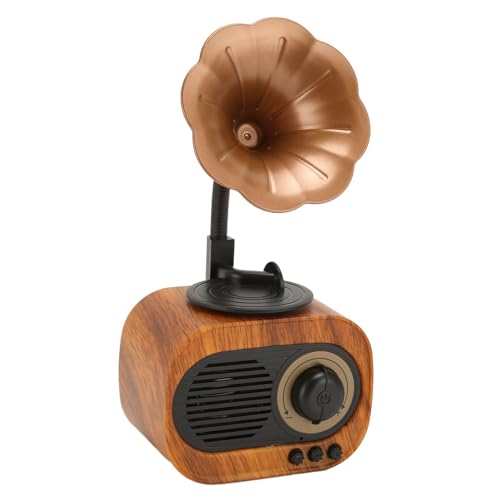 Bluetooth 5.1-Lautsprecher in Retro-Phonograph-Form, Wiederaufladbares Tragbares Kabelloses Stereo-Radio Im Vintage-Stil, Radio Im Altmodischen Stil für die Inneneinrichtung von Tangxi
