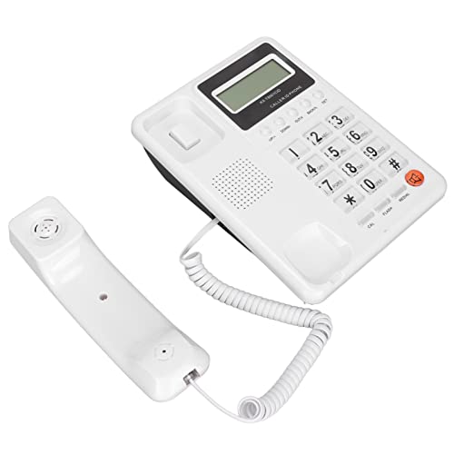 Desktop-Festnetztelefon mit Schnur, FSK-DTMF-Wahlwiederholungsfunktion, Anrufer-ID, Kabelgebundenes Telefon, Großes Tastentelefon, ältere Senioren, Festnetztelefon für das Hotelgeschäft zu (Weiss) von Tangxi