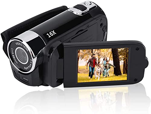 Digitale Videokamera, 720P, 16 MP, Full HD, 270 ° drehbar, Weitwinkel, Vlogging-Kamera-Recorder, IPS-Display, 3,0 Zoll (8,9 cm), Camcorder, Zoom, 16 x Zoom, integrierter NP5C-Lithium-Akku, Schwarz von Tangxi