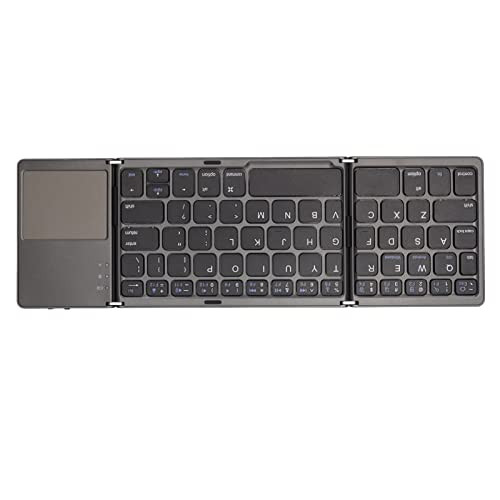 Dreifach Faltbare Taschentastatur, Dreifach Faltbares Tragbares mit Touchpad für Android, OS X und für Windows, 3-Fach Faltbare Bluetooth-Tastatur für Mobiltelefone, Tablets, Laptops (Schwarz von Tangxi