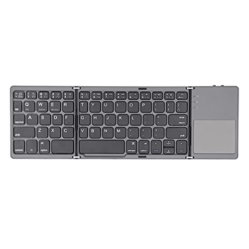 Faltbare Kabellose Tragbare -Tastatur mit Touchpad, Wiederaufladbare, Wiederaufladbare Dual-Mode-Ultra-Slim-Falttastatur in Voller Größe für Smartphones/Tablets und (Schwarz) von Tangxi