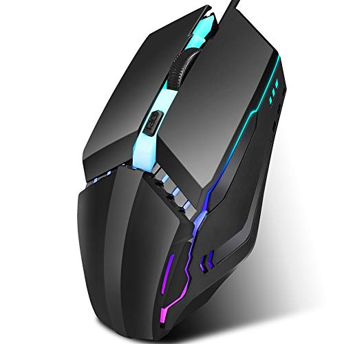 Kabelgebundene Gaming-Maus, Bunte Leuchtende Optische Gaming-Maus mit 4 Tasten für Office/Gamer, 1600DPI 4D Ergonomische Computermaus von Tangxi