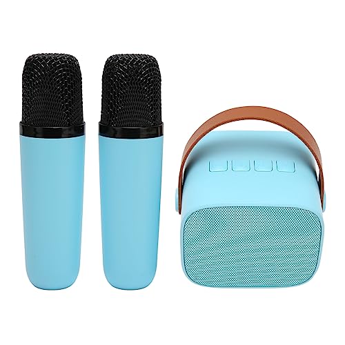 Karaoke-Maschine, Multifunktions-Stereo-Sound, Tragbarer Bluetooth5.3-Lautsprecher, Karaoke-Maschine mit 2 Kabellosen Mikrofonen für Zuhause, Party, KTV (Blau) von Tangxi