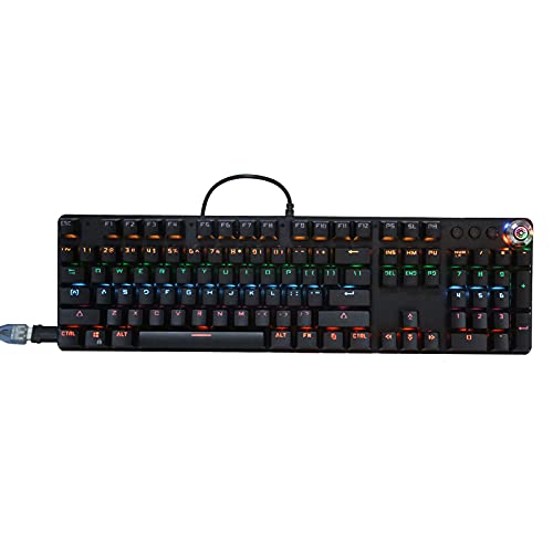 Mechanische Gaming-Tastatur mit 104 Tasten, USB-Kabelgebundene Computer-Gamer-Tastatur mit Hintergrundbeleuchtung, Plug-and-Play, für Laptop/PC/Desktop-Computer von Tangxi