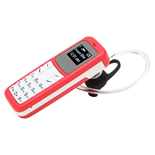 Ohrhaken-Handy, 2G GSM BT3.0-Headset-Wähltelefon, Einzelnes SIM-0,66-Zoll-Kleinkopfhörer-Handy für das Fahren von Sportgeschäften (Rot) von Tangxi