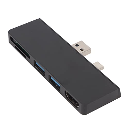 Tangxi 5-in-2-USB-C-Hubs, USB-C-Multiport-4K-HD-Multimedia-Schnittstellenadapter, Computer-USB-C auf Dual-USB3.0 und Kartenleser für Wins, Vista, für XP (Schwarz) von Tangxi