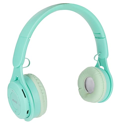 Tangxi Bluetooth 5.0-Kopfhörer für Kinder, Stereo-Surround-Sound, Faltbare Kleinkind-Kopfhörer, Bequeme Over-Ear-Kopfhörer aus Leder für Schule, Outdoor (Green) von Tangxi