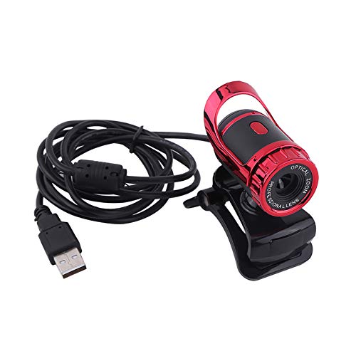 Tangxi Desktop USB Webcam, USB 2.0 12M Pixel HD-Computerkamera Zum Aufstecken mit um 360 ° Drehbarem Ständer + Integriertem Mikrofon Zur Geräuschunterdrückung für PC/Laptop (Rot) von Tangxi