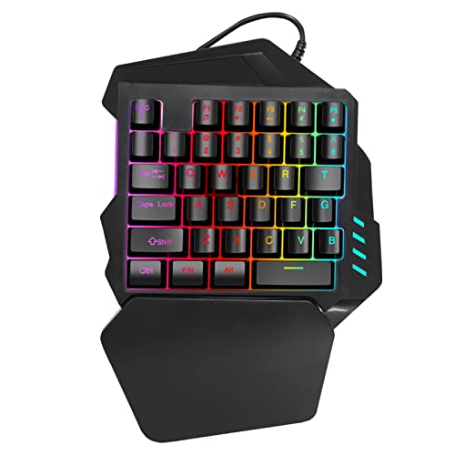 Tangxi Einhand-RGB-Gaming-Tastatur, 35Keys Kabelgebundene Einhand-Gaming-Tastatur, Ergonomisches Design Bunte E-Sports-Tastatur mit Hintergrundbeleuchtung für Computer/PC/Desktop/Laptop von Tangxi