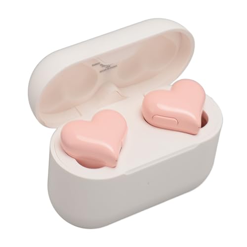 Tangxi Herz Ohrhörer, Süße Ohrhörer, Kabellose Ohrhörer, Kleine Ohrhörer, HiFi Stereo Sound, schweiß- und wasserdichte Ohrhörer, In Ear Ohrhörer mit Ladeetui, Bluetooth 5.3 (Rosa) von Tangxi