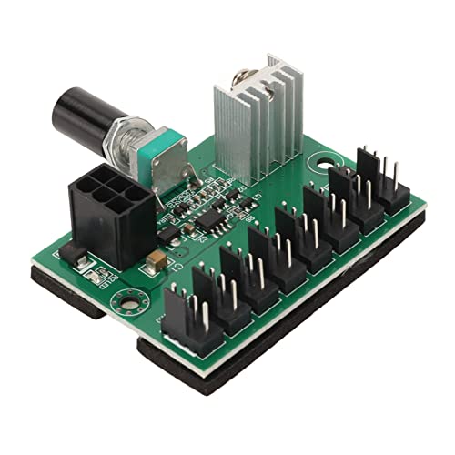 Tangxi NKFV8 1 PC-Gehäuselüfter-Hub, DC 12 V PWM 8-Kanal-Lüfter-Splitter-Controller-Hub, Ersatz-Gehäuselüfter-Druckregler für 4-polige 3-polige 2-polige PC-Lüfter (13 A) von Tangxi