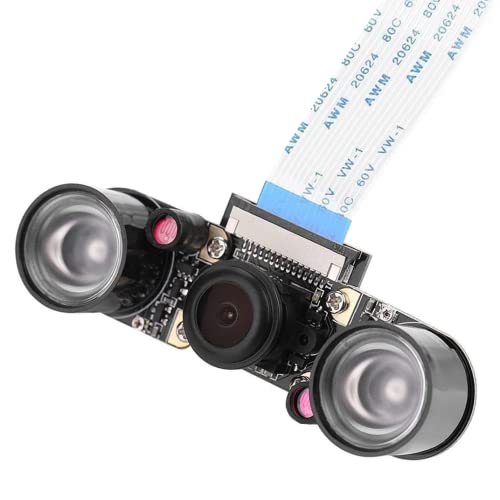 Tangxi Professionelles Kameramodul für Raspberry Pi mit 5MP 1080p Kamera + OV5647 Chip + Einstellbarer Fokus + 160 ° Weitwinkel-Fisheye-Objektiv + Fülllicht, Video-Webcam für Raspberry Pi 3/2 / B + von Tangxi