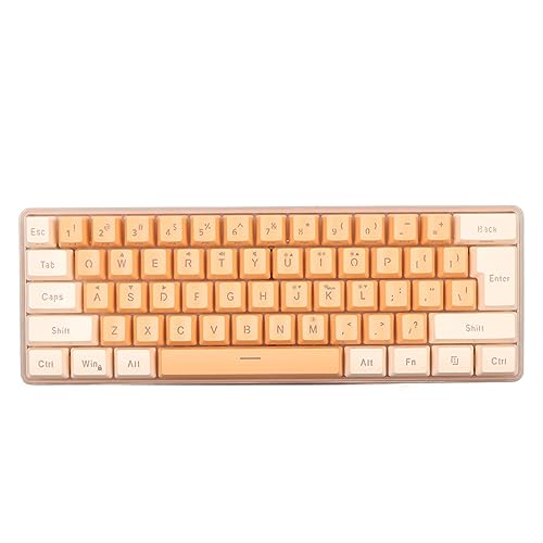 Tangxi RGB-HINTERGRUNDBELEUCHTUNG Kabelgebundene Gaming-Tastatur, Kompakte 61-Tasten-Tastatur, Ergonomisches Design, Plug-and-Play, für Win11 10 8 7 Vista, XP (Gelb Orange) von Tangxi