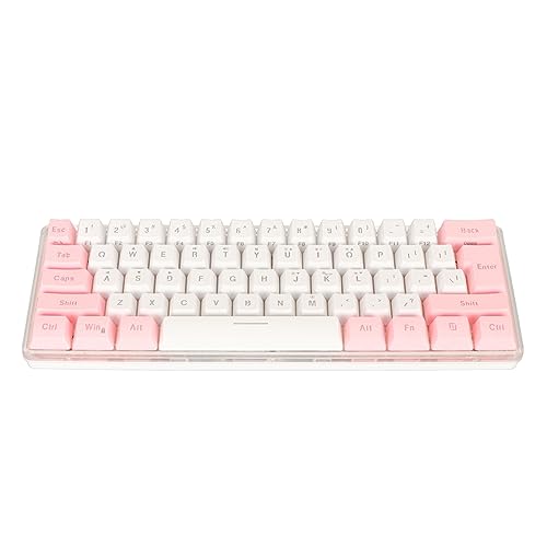 Tangxi RGB-HINTERGRUNDBELEUCHTUNG Kabelgebundene Gaming-Tastatur, Kompakte 61-Tasten-Tastatur, Ergonomisches Design, Plug-and-Play, für Win11 10 8 7 Vista, XP (Rosa Weiß) von Tangxi