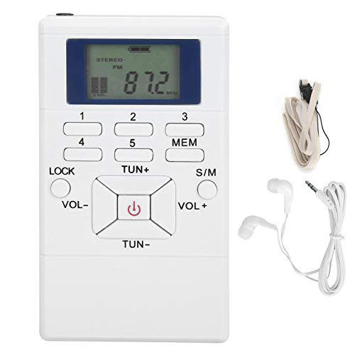 Tragbarer FM -Radioempfänger, Pocket Personal Radio mit Kopfhörer, Batteriebetriebenem, Digitalem Tuning -LCD -Display mit Hervorragendem Empfang, für Walk/Jogging/Fitness (White) von Tangxi