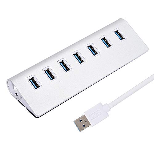 USB 3.0 USB-Splitter, Tragbare 7-in-1-Notebook-USB-Dockingstation, 7 4-Port-Aluminium-USB 3.0-Hub 5 Gbit/s Übertragungsrate für Laptop-PC von Tangxi