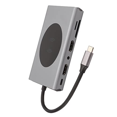 USB-C-Laptop-Dockingstation, 14-in-1-Typ-C mit HD-Dual-Display, USB-TypC-Hub-Multiport-Adapter-Dongle mit VGA, RJ45, 5 * USB 3.0, SD, TF, 10W-Wireless-Ladegerät, PD-AUDIO3.5-Dongle USB-C-Laptop-Dockingstation, 14-in-1-Typ-C mit HD-Dual-Display, USB-TypC-Hub-Multiport-Adapter-Dongle mit VGA, RJ45, 5 * USB 3.0, SD, TF, 10W-Wireless-Ladegerät, PD-AUDIO3.5-Dongle von Tangxi