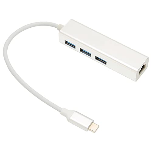 USB zu Ethernet Adapter, Aluminium 3 Port USB 3.0 Hub mit RJ45 10/100/1000 Gigabit Ethernet Adapter Konverter USB C Netzwerkadapter für Laptops und Tablets von Tangxi