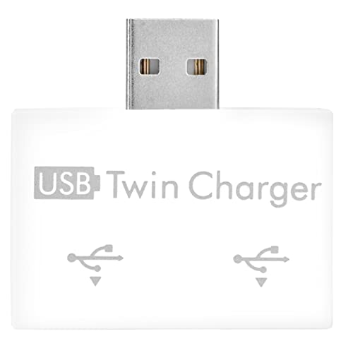 USB2.0 Hub mit 2 Port USB Doppelladegerät, Tragbar und Langlebig, für Mobile Geräte, Dual USB Dock oder Ladegerät, Schwarz/Weiß (White) von Tangxi