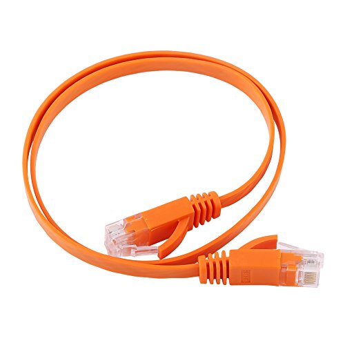Vergoldeter RJ45-Anschluss CAT6-Ethernet-Netzwerk Flaches LAN-Kabel, Außen- und Innenbereich, UTP-Patch-Routerkabel 1000M, Wasserdicht und Langlebig, Ethernet-Kabel aus PVC-Material, Orange (0,5 Mio) von Tangxi