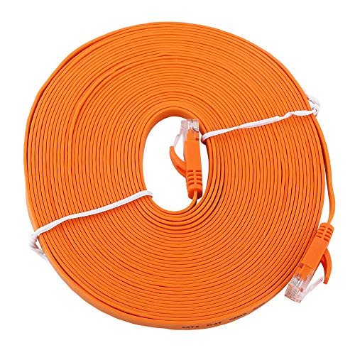 Vergoldeter RJ45-Anschluss CAT6-Ethernet-Netzwerk Flaches LAN-Kabel, Außen- und Innenbereich, UTP-Patch-Routerkabel 1000M, Wasserdicht und Langlebig, Ethernet-Kabel aus PVC-Material, Orange (10M) von Tangxi