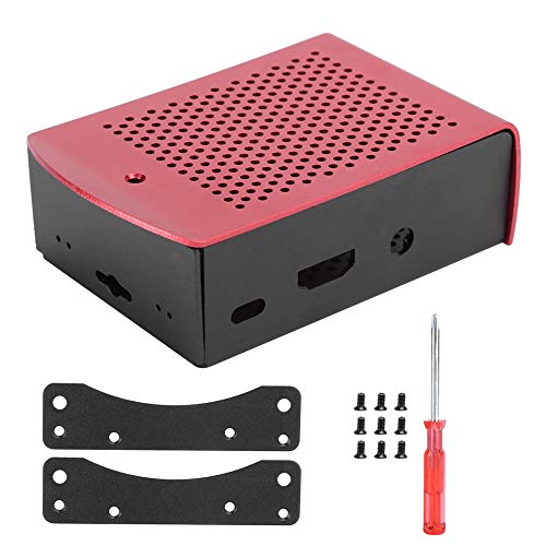 für Raspberry Pi Gehäuseabdeckung, Motherboard-Zubehör aus Aluminiumlegierung für Raspberry Pi 3, 2, Typ B, B +, mit Wandhalterungssatz (Rot) von Tangxi