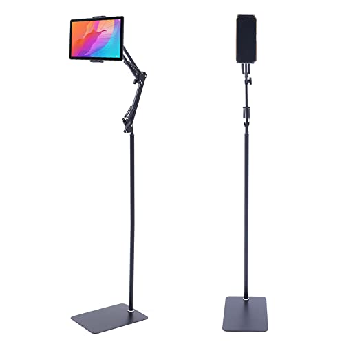 TanjcXliu Tablet Bodenständer 360° Drehbar Handy Halterung ipad Ständer Höhenverstellbar, Lesen Zubehör rutschfest Und Stabiler Basis, mit Ausziehbarer Arm, für zum Ansehen von Filmen von TanjcXliu