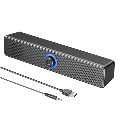Computer Soundbar, 2.0 PC Lautsprecher mit AUX 3.5mm Kabel – Hi-Fi Stereo Soundbar für PC, Laptop, Fernseher, PS5, Monitor, Tablet (Kompakt, Kabelgebunden) von Tanmote
