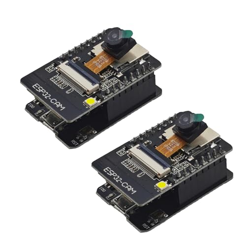 ESP32-CAM Borad, 2.4Ghz WiFi/Bluetooth Entwicklungsplatine Dual Core DC 5V Micro USB Schnittstelle Modul mit OV2640 kompatibel mit Arduino, 8M PSRAM (2 Stück) von Tanmote