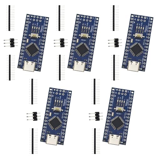 Nano V3 Board Set, 5 Stück Mainboards mit 328P CH340G Mikrochip 5V 16M Mikrocontroller Kompatibel mit Arduino IDE, USB C Interface von Tanmote