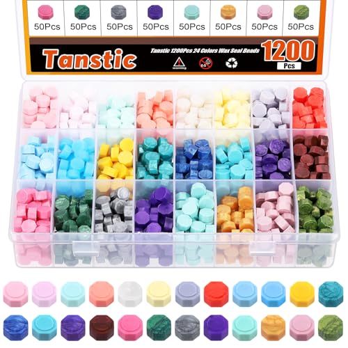 Tanstic 1200Pcs 24 Colors Sealing Wax Beads Kit, Wax Seal Beads, Wax Stamp Beads, Wax Seal Stamp Beads, Wax Beads for Stamp Seals Tanstic 1200Pcs 24 Colors Sealing Wax Beads Kit, Wax Seal Beads, Wax Stamp Beads, Wax Seal Stamp Beads, Wax Beads for Stamp Seals von Tanstic