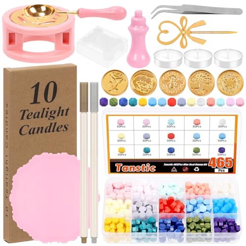 Tanstic 474Pcs Wax Seal Stamp Kit, Includes 15 Colors Wax Seal Beads, Wax Stamps, Wax Warmer, Wax Seal Spoon, Candles, Metallic Pens, Mat, Wax Seal Kit for Letter Sealing, Craft Decoration Tanstic 474Pcs Wax Seal Stamp Kit, Includes 15 Colors Wax Seal Beads, Wax Stamps, Wax Warmer, Wax Seal Spoon, Candles, Metallic Pens, Mat, Wax Seal Kit for Letter Sealing, Craft Decoration von Tanstic