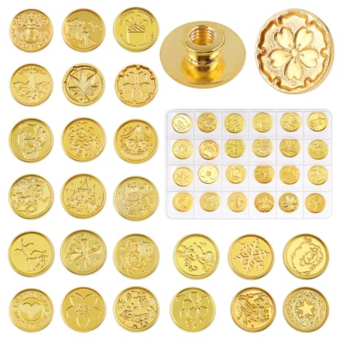 Tanstic Wax Seal Stamp Kit, Sealing Wax Kit with Wax Seal Beads, Sealing Wax Warmer, Candles, Wax Stamp, Metallic Pen for Letter Sealing (Wax Stamp Heads) von Tanstic