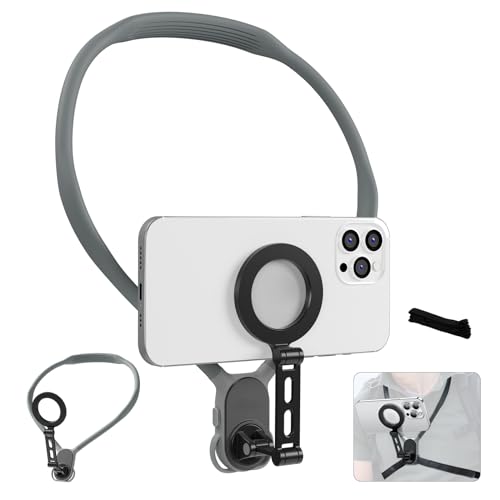 TaoAcc Handyhalterung Hals Max.70cm Magnetische Nackenhalterung für Telefone Magnetic Neck Mount mit 120cm Handy Brusthalterung für POV Vlog Aufnahmen für iPhone 15 14 13 12 und Android Phones (Grau) TaoAcc Handyhalterung Hals Max.70cm Magnetische Nackenhalterung für Telefone Magnetic Neck Mount mit 120cm Handy Brusthalterung für POV Vlog Aufnahmen für iPhone 15 14 13 12 und Android Phones (Grau) von TaoAcc