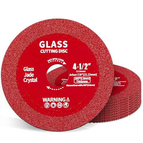 Taoskai 10 Stück Glas-Trennscheibe 11,4 cm für Winkelschleifer, Steinplatten-Schleifscheibe, Discos para Cortar Ceramica, Diamantsägeblatt für Schleifmaschine, Jade, Keramik, Kristall, Weinflaschen von Taoskai