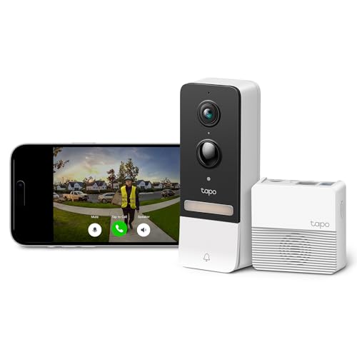 Tapo D230S1 Video-Türklingel Akku (Video Doorbell) | Türklingel mit Kamera, 2K 5MP, Farbe Nachtsicht, ultrabreiten Sichtfeld, herausnehmbare Batterie, KI-Erkennung, Mit Chime von Tapo