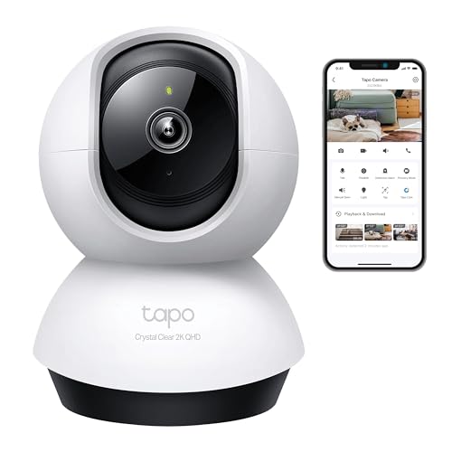 Tapo TP-Link C220 360°-WLAN-Überwachungskamera für den Innenbereich, 2K 4MP, IR Nachtsicht, Bewegungserkennung, Zwei-Wege-Audio, kompatibel mit Alexa und Google Assistant, für Babys/Haustiere von Tapo
