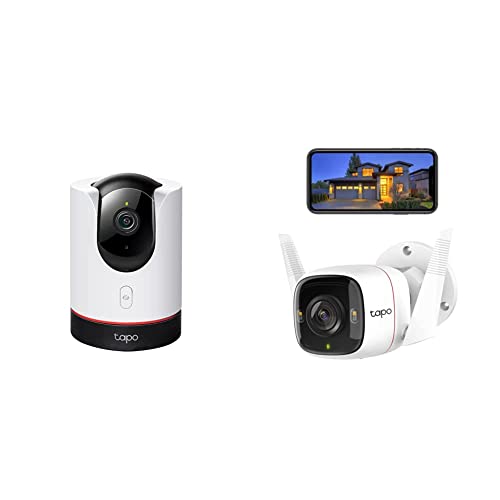 Tapo TP-Link C225 360°-WLAN-Überwachungskamera & TP-Link C320WS Überwachungskamera Außen, WLAN IP Kamera, 4MP Hochauflösung, 30m Vollfarb-Nachtsicht, Bewegungserkennung von Tapo