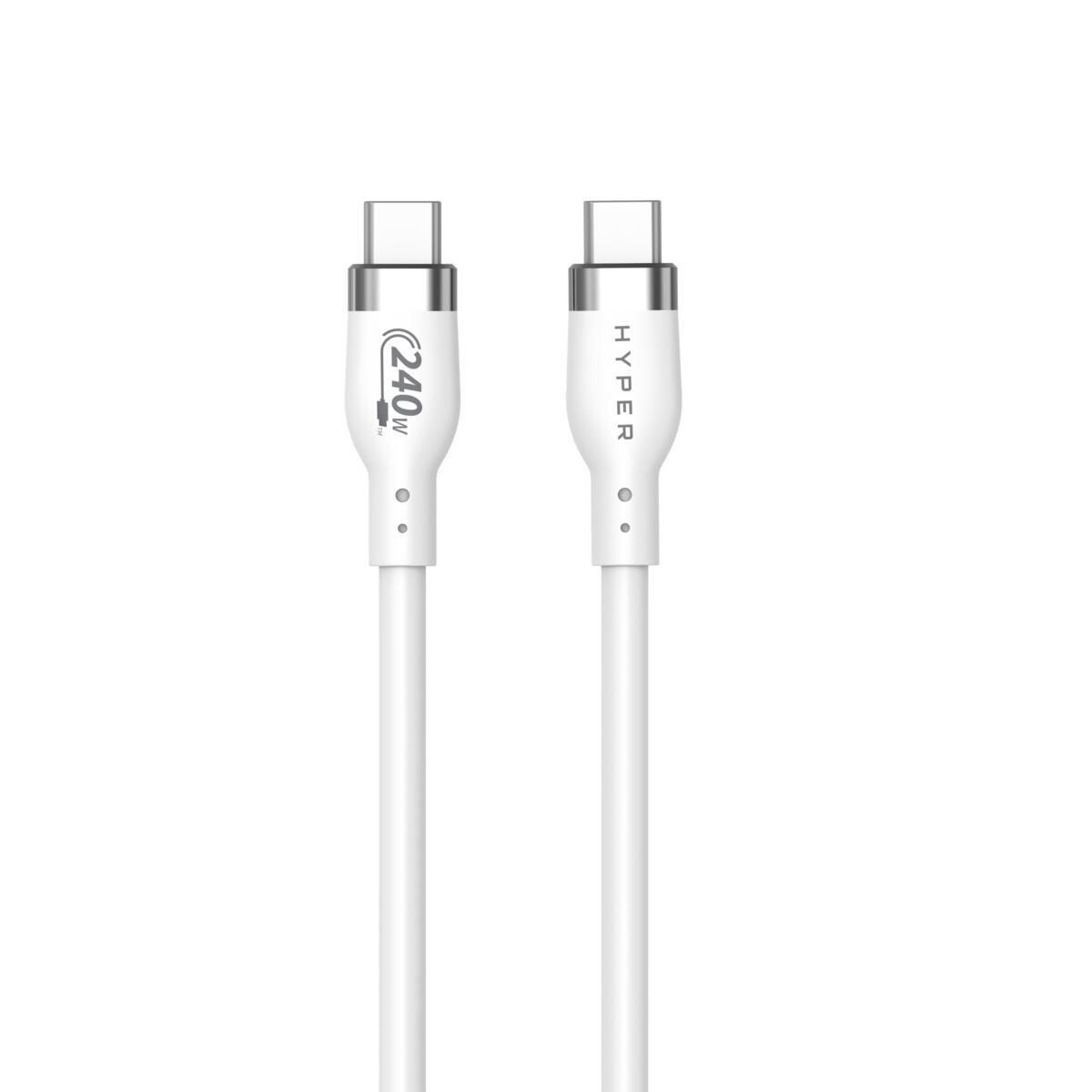 Hyper® Silikon USB-C zu USB-C Ladekabel 1m (240W, Weiß) von Targus