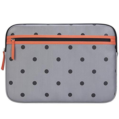 Targus Arts Edition Slim Sleeve für 15,6 Zoll Laptop Tasche mit Reißverschluss Tasche Soft Shell Glattes Material Polka Dot Grau Lachs (TSS999GL) von Targus