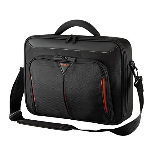 Targus Classic+ Clamshell Case, Laptoptasche für Breitbildnotebooks bis 18 Zoll, strapazierfähige Tasche aus Polyester, funktionale Umhängetasche – Schwarz/Rot, CN418EU von Targus