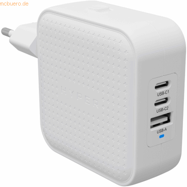 Targus Hyper HyperJuice 70W USB-C GaN Travel Charger (3C+1A) - White von Targus