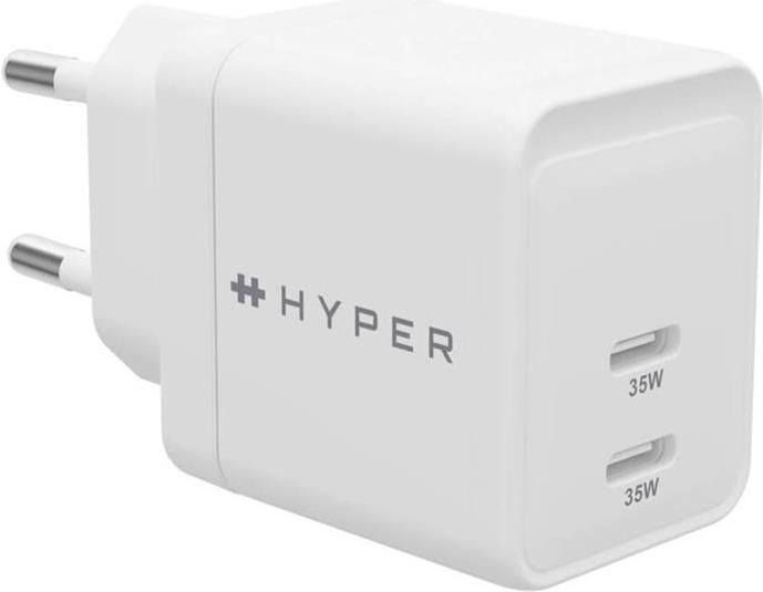 Targus HyperJuice - Netzteil - GaN - 35 Watt - QC 3,0, Power Delivery 3,0 + PPS - 2 Ausgabeanschlussstellen (24 pin USB-C) - weiß - Europa (HJG35EU) von Targus